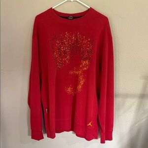 Jordan DWADE Red Crewneck Sweater with Gold Accents